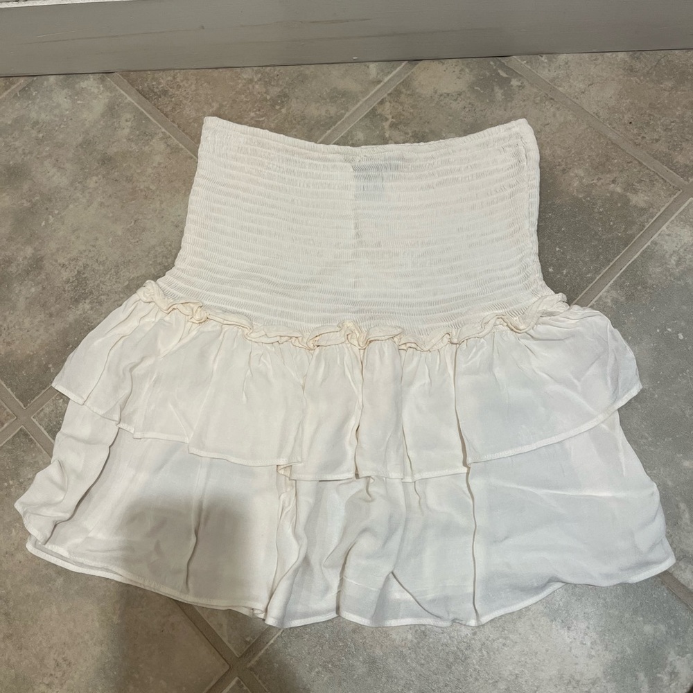 White Ruffle Mini Skirt